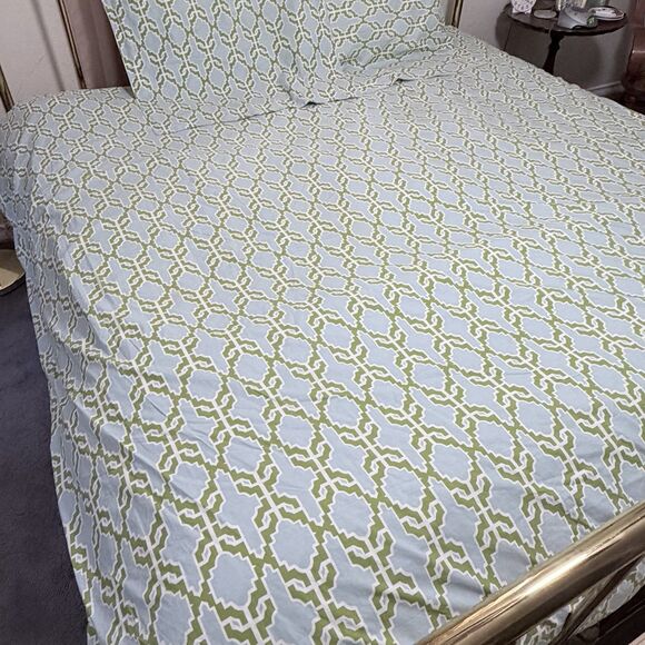 Pottery Barn Shay Trellis FULL QUEEN Duvet and Euro Shams - Picture 5 of 14